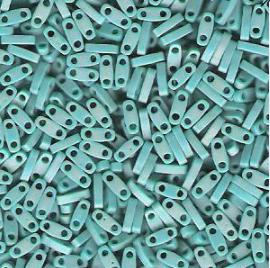 Miyuki Tila Beads-Tila, Half Tila or Quarter Tila Matte Opaque Turquoise Green AB- 412FR, 5 grams
