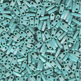 Miyuki Tila Beads-Tila, Half Tila or Quarter Tila Matte Opaque Turquoise Green AB- 412FR, 5 grams