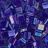 Miyuki Tila Beads-Tila, Half Tila or Quarter Tila Transparent Cobalt AB-177, 5 grams