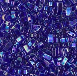 Miyuki Tila Beads-Tila, Half Tila or Quarter Tila Transparent Cobalt AB-177, 5 grams