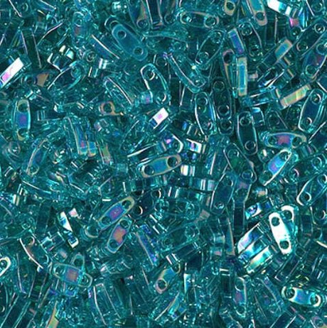 Miyuki Tila Beads-Tila, Half Tila or Quarter Tila Transparent Teal AB- 2458, 5 grams