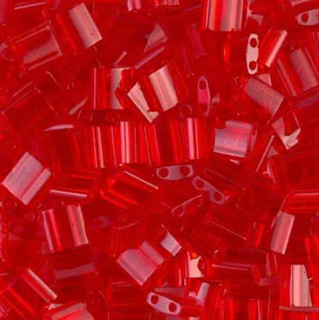 Miyuki Tila Beads-Tila, Half Tila or Quarter Tila Transparent Ruby - 140, 5 grams