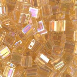 Miyuki Tila Beads-Tila, Half Tila or Quarter Tila Transparent Light Topaz AB - 251, 5 grams