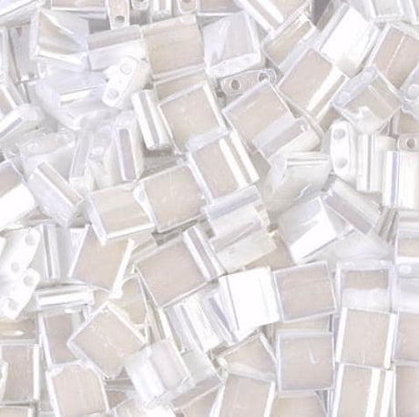 Miyuki Tila Beads-Tila, Half Tila or Quarter Tila White Pearl Ceylon - 420, 5 grams