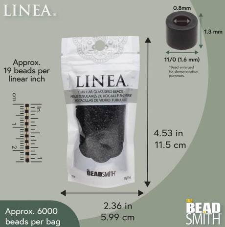 Linea Beads 11/0, Black LIN001, 30 Grams