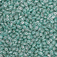 SuperDuo Turquoise Green Picasso, Czech Glass 2-hole bead 2.5x5mm, 63130-43400, 10 grams
