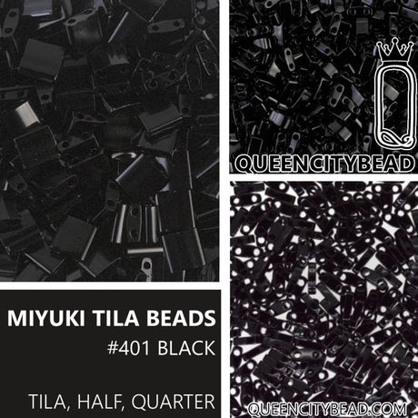 Miyuki Tila Beads, Tila, Half Tila or Quarter Tila, Black-401