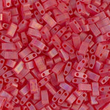 Miyuki Tila Beads, Tila, Half Tila or Quarter Tila, Matte Transparent Red Orange AB-140FR, 5 grams