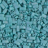 Miyuki Tila Beads-Tila, Half Tila or Quarter Tila Matte Opaque Turquoise Green AB- 412FR, 5 grams