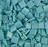 Miyuki Tila Beads-Tila, Half Tila or Quarter Tila Matte Opaque Turquoise Green AB- 412FR, 5 grams