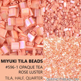 Miyuki Tila Beads-Tila, Half Tila or Quarter Tila Opaque Tea Rose Luster - 596-1, 5 grams