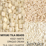 Miyuki Tila Beads-Tila, Half Tila or Quarter Tila Matte Opaque Cream - 2021