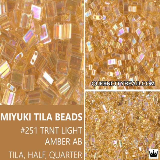 Miyuki Tila Beads-Tila, Half Tila or Quarter Tila Transparent Light Topaz AB - 251, 5 grams