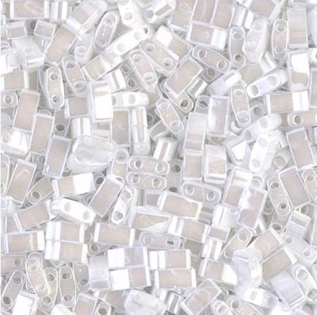 Miyuki Tila Beads-Tila, Half Tila or Quarter Tila White Pearl Ceylon - 420, 5 grams