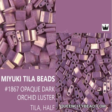 Miyuki Tila Beads-Tila, Half Tila or Quarter Tila Opaque Dark Orchid Luster - 1867