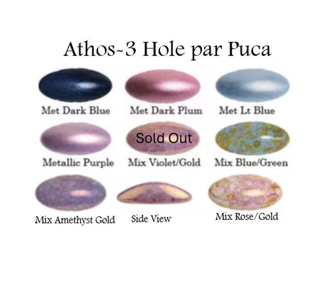 Athos® par Puca® - Paris, 3 Hole Oval Cabochon - 20x10x6mm, 8 color choices, Qty 2 of same color