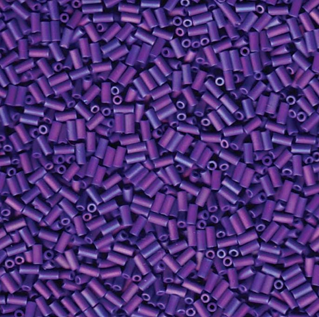Miyuki Bugle Bead, 3mm Opaque Cobalt AB-414FR, Japanese Beads