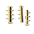 3 Strand VERTICAL LOOP Slide Clasp, Nickel-Free Gold Plated 