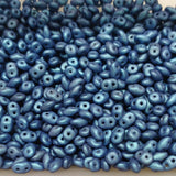 SuperDuo Metallic Suede Blue, Czech Glass 2-hole bead 2.5x5mm-79031, 10 grams