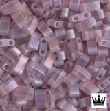 Miyuki Tila Beads-Tila, Half Tila or Quarter Tila Matte Transparent Smoky Amethyst AB - 142FR, 5 grams