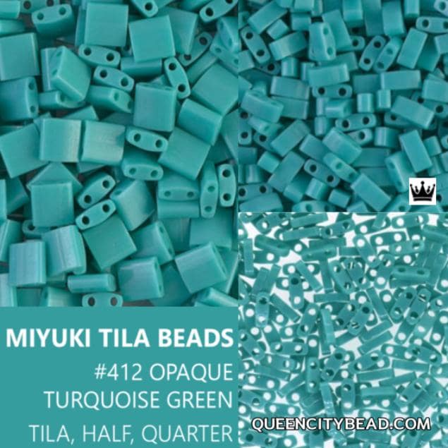 Miyuki Tila Beads-Tila, Half Tila or Quarter Tila Opaque Turquoise-412