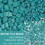 Miyuki Tila Beads-Tila, Half Tila or Quarter Tila Opaque Turquoise-412