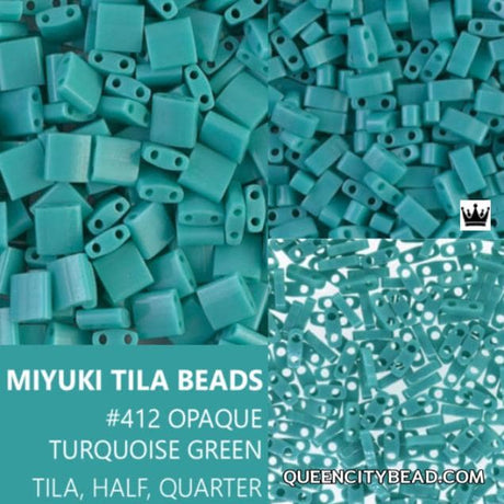 Miyuki Tila Beads-Tila, Half Tila or Quarter Tila Opaque Turquoise-412
