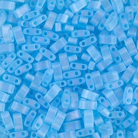 Miyuki Tila Beads-Tila, Half Tila or Quarter Tila Matte Transparent Aqua AB - 148FR, 5 grams
