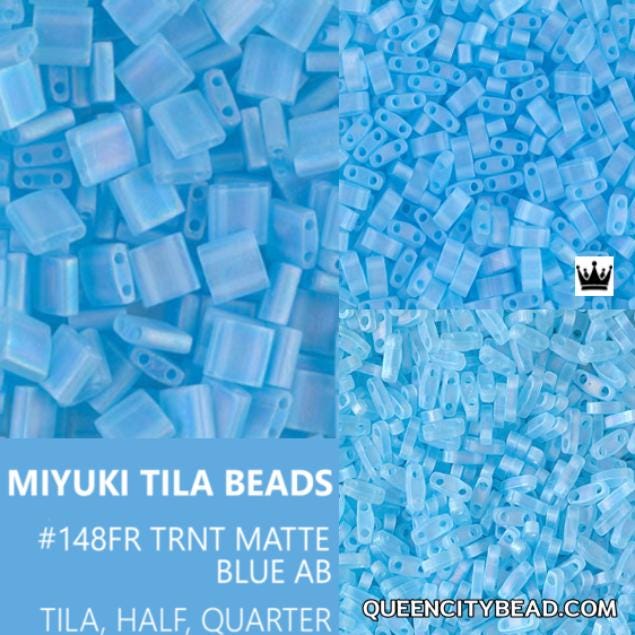 Miyuki Tila Beads-Tila, Half Tila or Quarter Tila Matte Transparent Aqua AB - 148FR