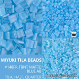 Miyuki Tila Beads-Tila, Half Tila or Quarter Tila Matte Transparent Aqua AB - 148FR
