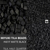 Miyuki Tila Beads, Tila, Half Tila or Quarter Tila, Matte Black-401F, 5 grams