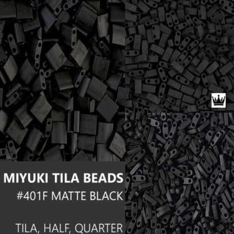 Miyuki Tila Beads, Tila, Half Tila or Quarter Tila, Matte Black-401F, 5 grams