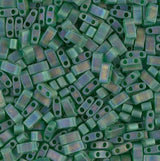 Miyuki Tila Beads, Tila, Half Tila or Quarter Tila, Matte Transparent Green AB - 146FR, 5 grams