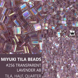 Miyuki Tila Beads-Tila, Half Tila or Quarter Tila Transparent Smoky Amethyst AB - 256, 5 grams