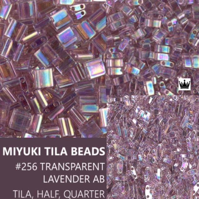 Miyuki Tila Beads-Tila, Half Tila or Quarter Tila Transparent Smoky Amethyst AB - 256, 5 grams
