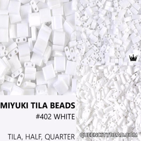 Miyuki Tila Beads-Tila, Half Tila or Quarter Tila, White - 402