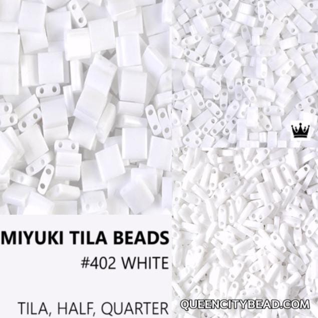 Miyuki Tila Beads-Tila, Half Tila or Quarter Tila, White - 402