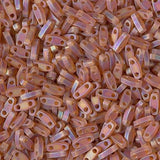 Miyuki Tila Beads-Tila, Half Tila or Quarter Tila, Matte Transparent Dark Topaz AB - 134FR, 5 grams