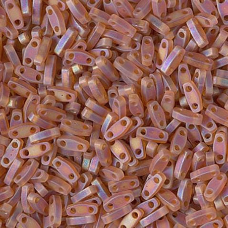 Miyuki Tila Beads-Tila, Half Tila or Quarter Tila, Matte Transparent Dark Topaz AB - 134FR, 5 grams