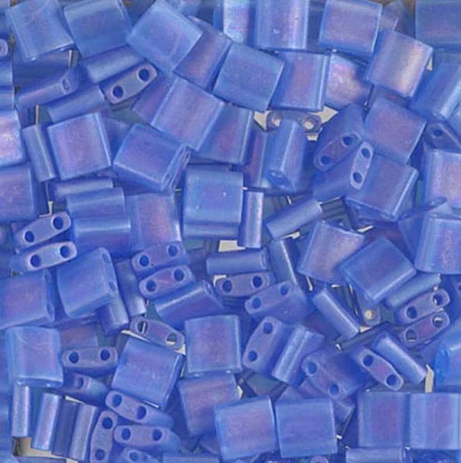 Miyuki Tila Beads-Tila or Half Tila Matte Transparent Sapphire Blue AB - 150FR, 5 grams