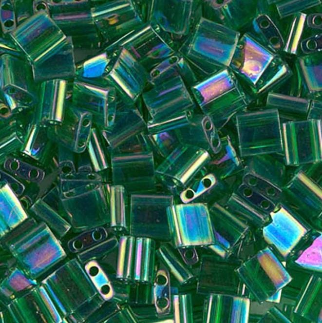 Miyuki Tila Beads-Tila, Half Tila or Quarter Tila, Transparent Green AB - 179, 5 grams