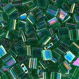 Miyuki Tila Beads-Tila, Half Tila or Quarter Tila, Transparent Green AB - 179, 5 grams