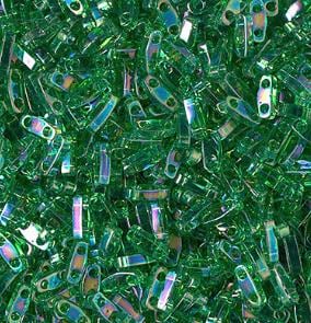 Miyuki Tila Beads-Tila, Half Tila or Quarter Tila, Transparent Green AB - 179, 5 grams