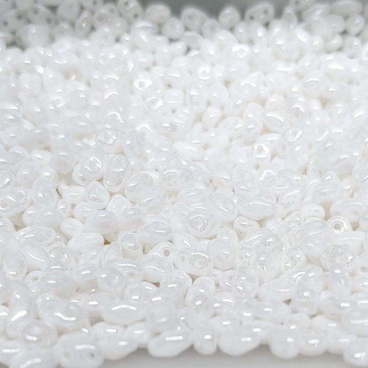 MiniDuo Chalk White Luster, 2-Hole 2x4MM Czech Glass, 03000-14400