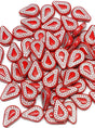 Filigree Teardrop Bead, Red-Silver Czech Glass 10x14mm, 12 beads