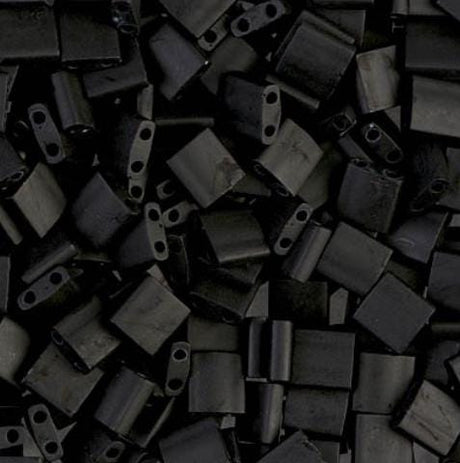 Miyuki Tila Beads, Tila, Half Tila or Quarter Tila, Matte Black-401F, 5 grams