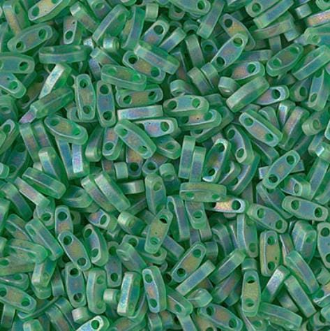 Miyuki Tila Beads, Tila, Half Tila or Quarter Tila, Matte Transparent Green AB - 146FR, 5 grams
