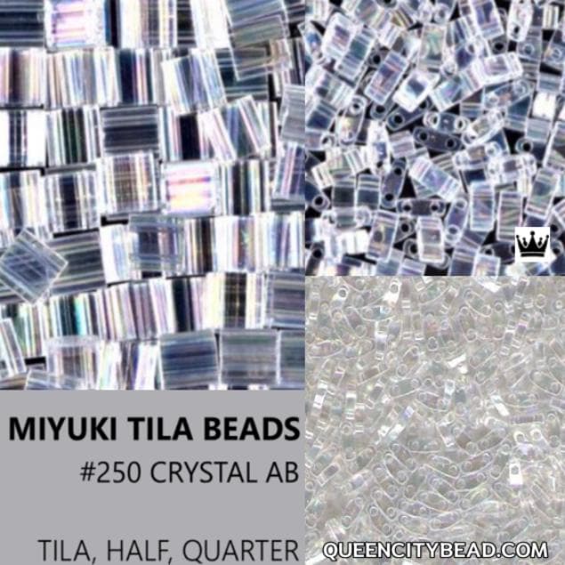 Miyuki Tila Beads, Tila, Half Tila or Quarter Tila, Crystal AB - 250, 5 grams