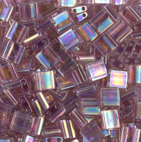 Miyuki Tila Beads-Tila, Half Tila or Quarter Tila Transparent Smoky Amethyst AB - 256, 5 grams