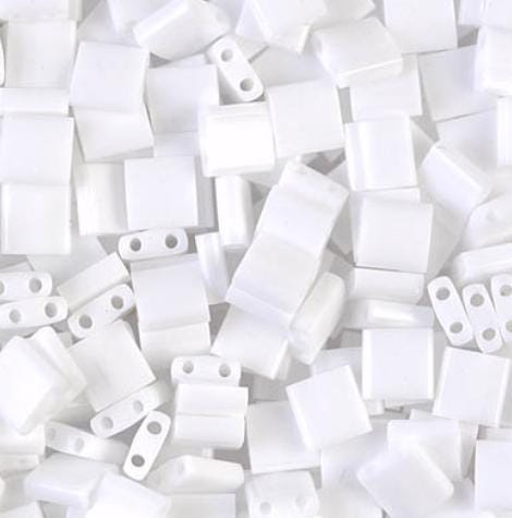 Miyuki Tila Beads-Tila, Half Tila or Quarter Tila, White - 402, 5 grams